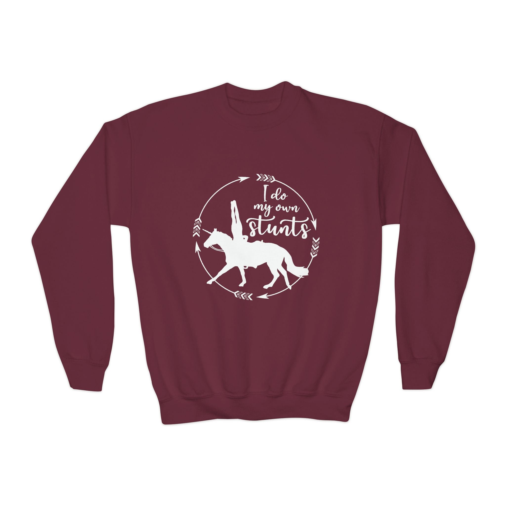 I Do My Own Stunts Youth Trick Riding Sweatshirt