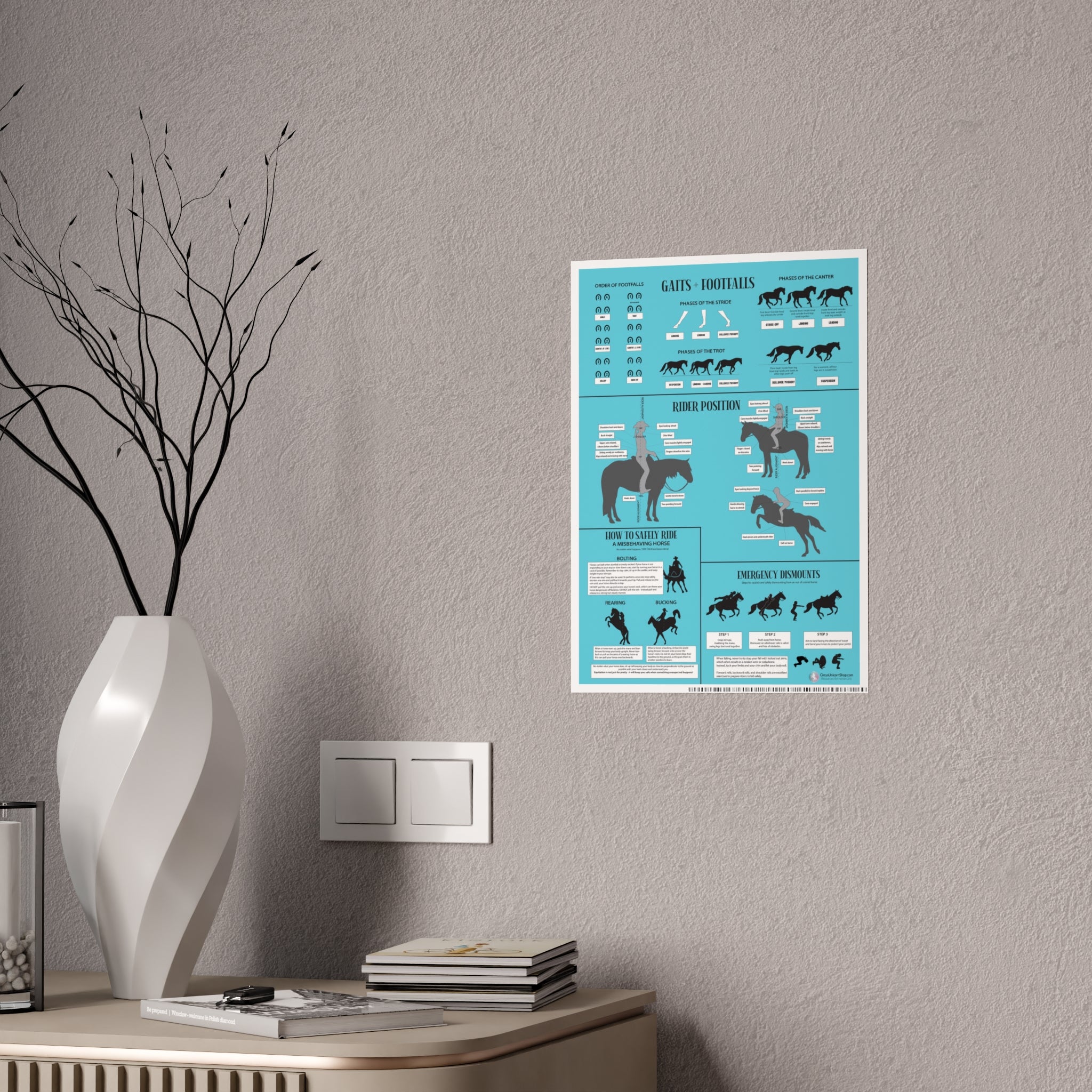Gaits, Rider Position, & Safety Horse Poster (Blue)