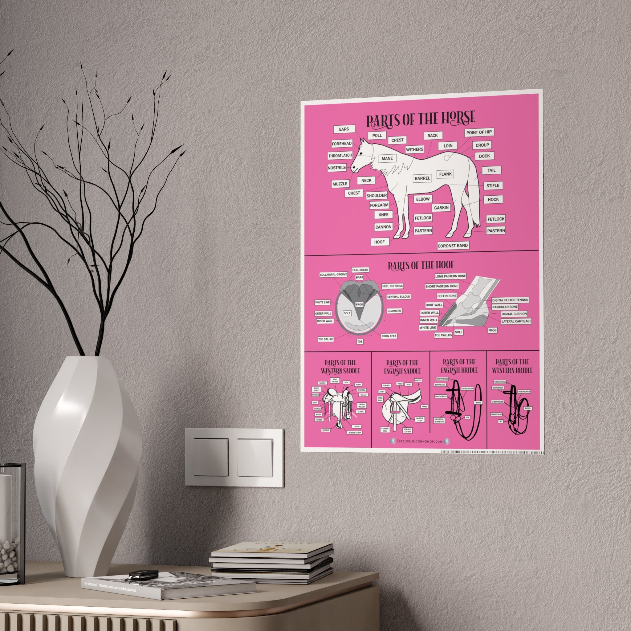 PINK Parts of the Horse Poster