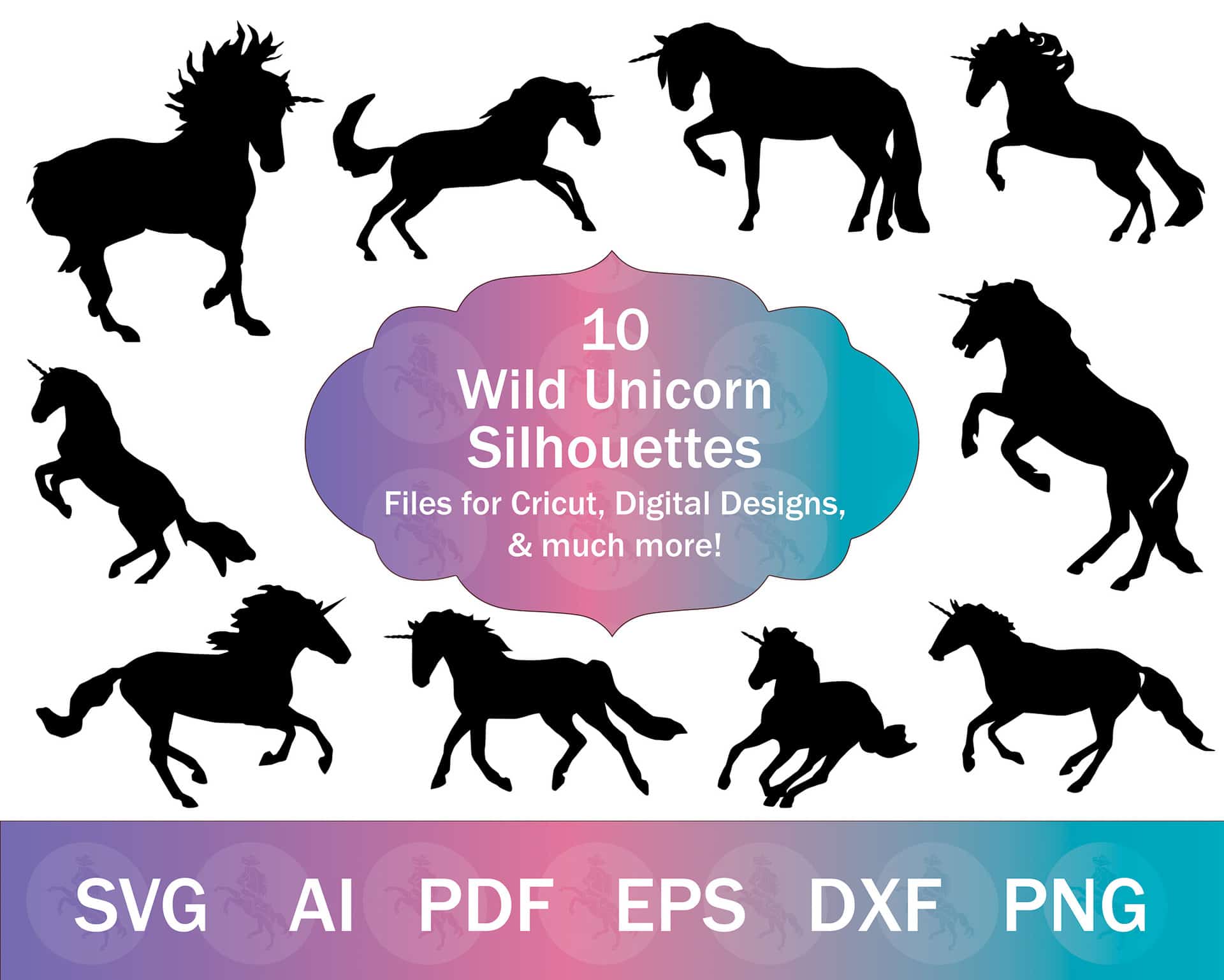 10 Wild Unicorn SVG Bundle