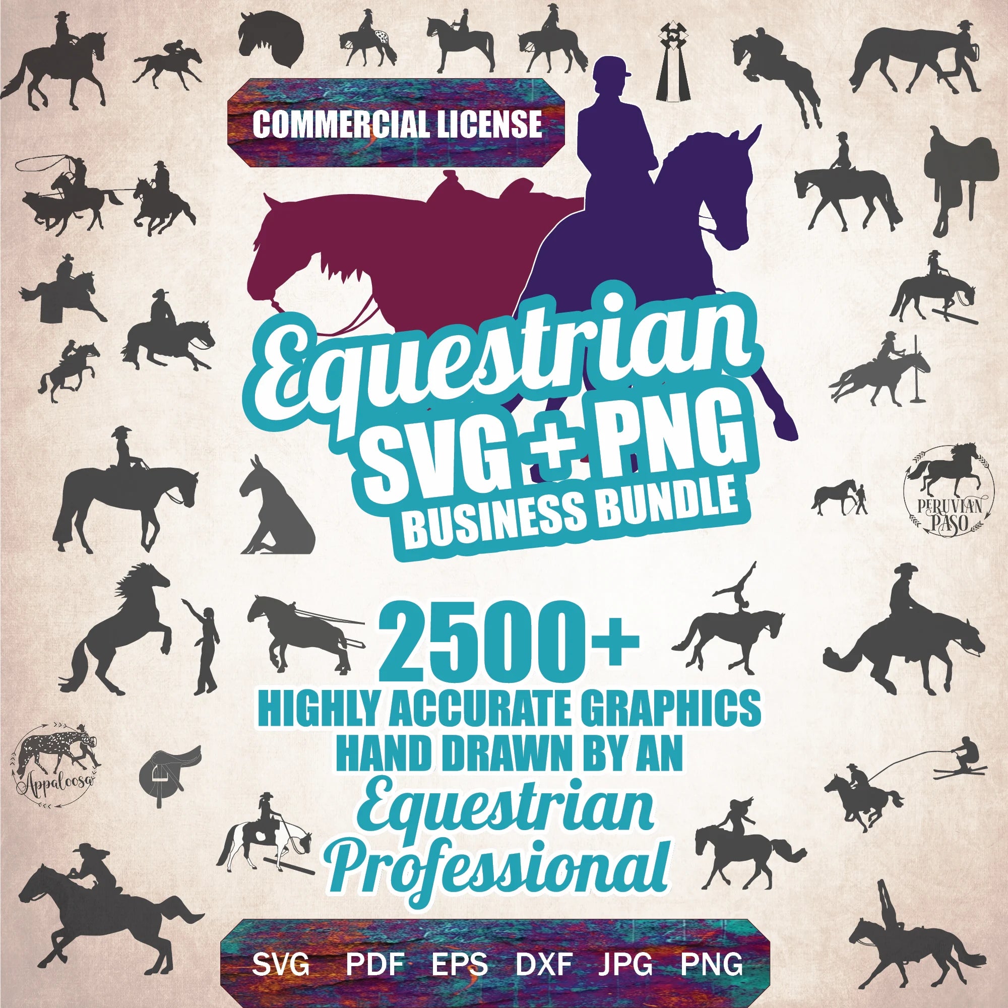 Equestrian SVG Business Bundle | 2500 Horse Designs for Commercial Use