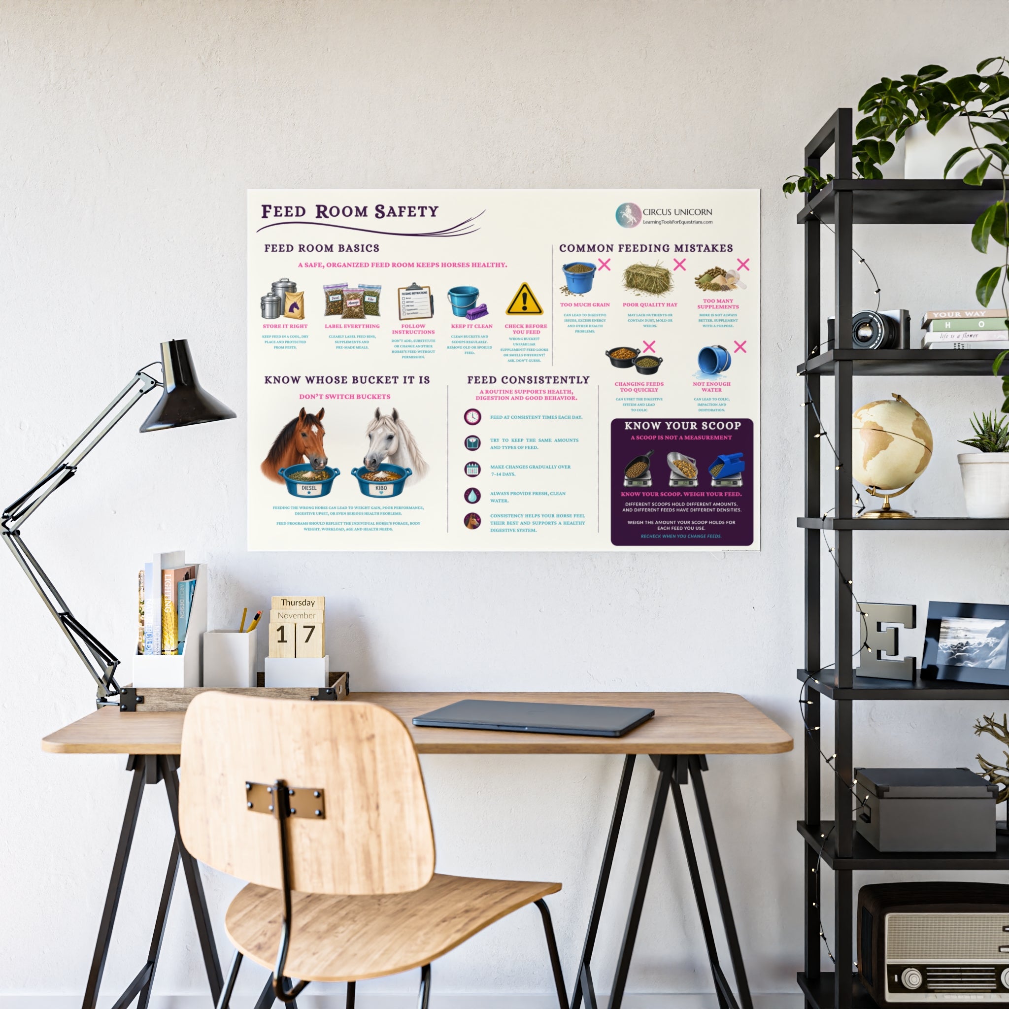 Feed Room Safety Educational Horse Poster