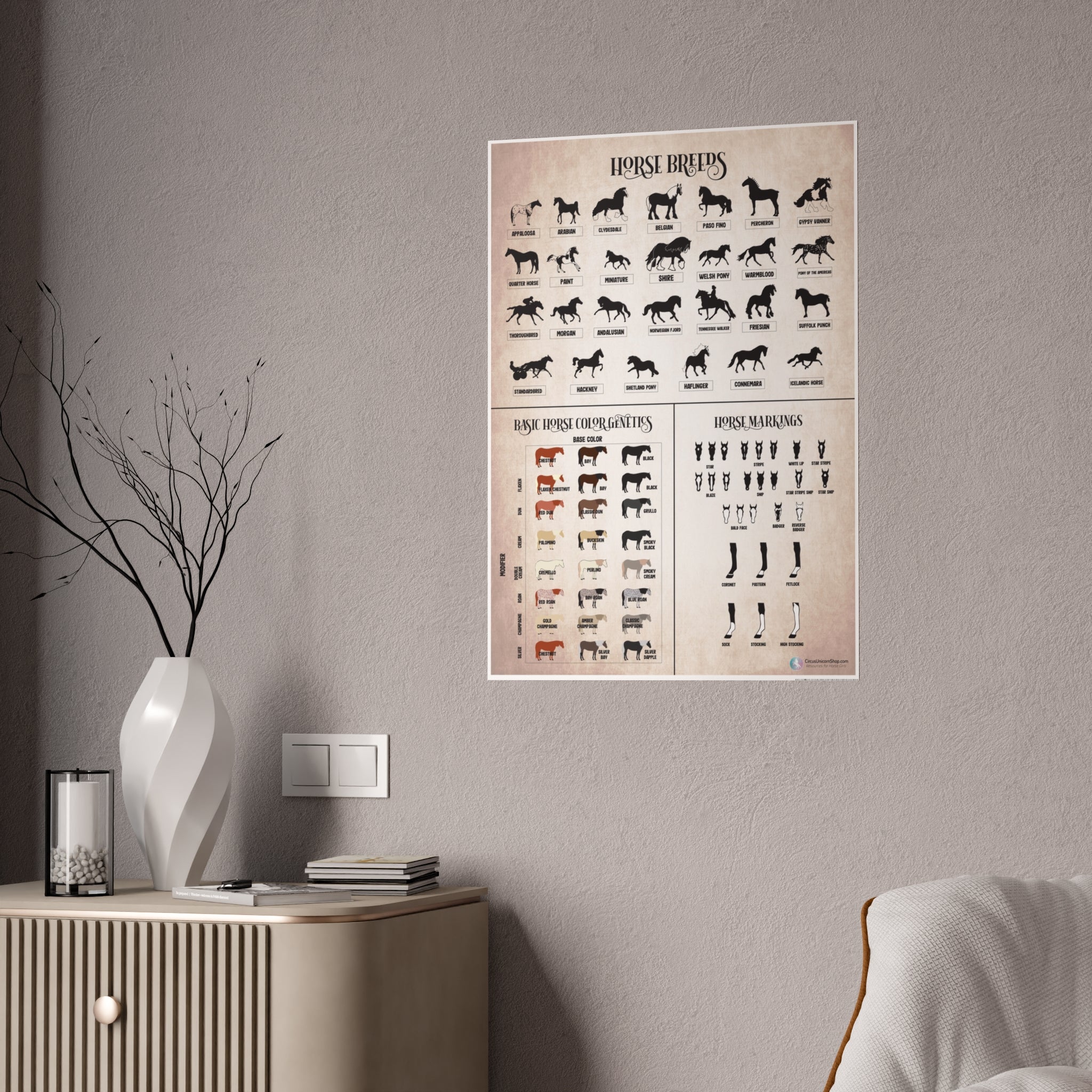Breeds, Colors, & Markings Horse Poster (Natural)