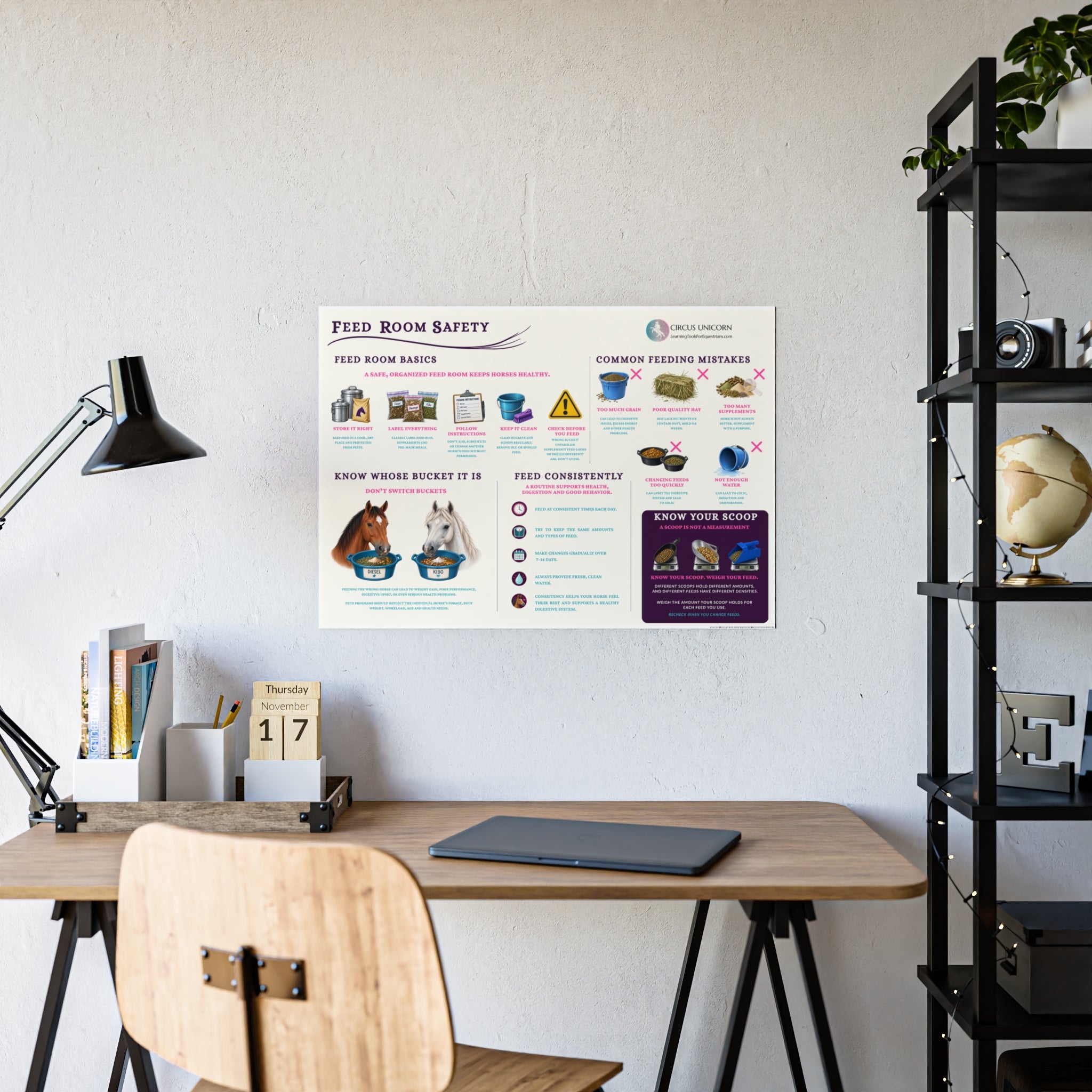 Feed Room Safety Educational Horse Poster