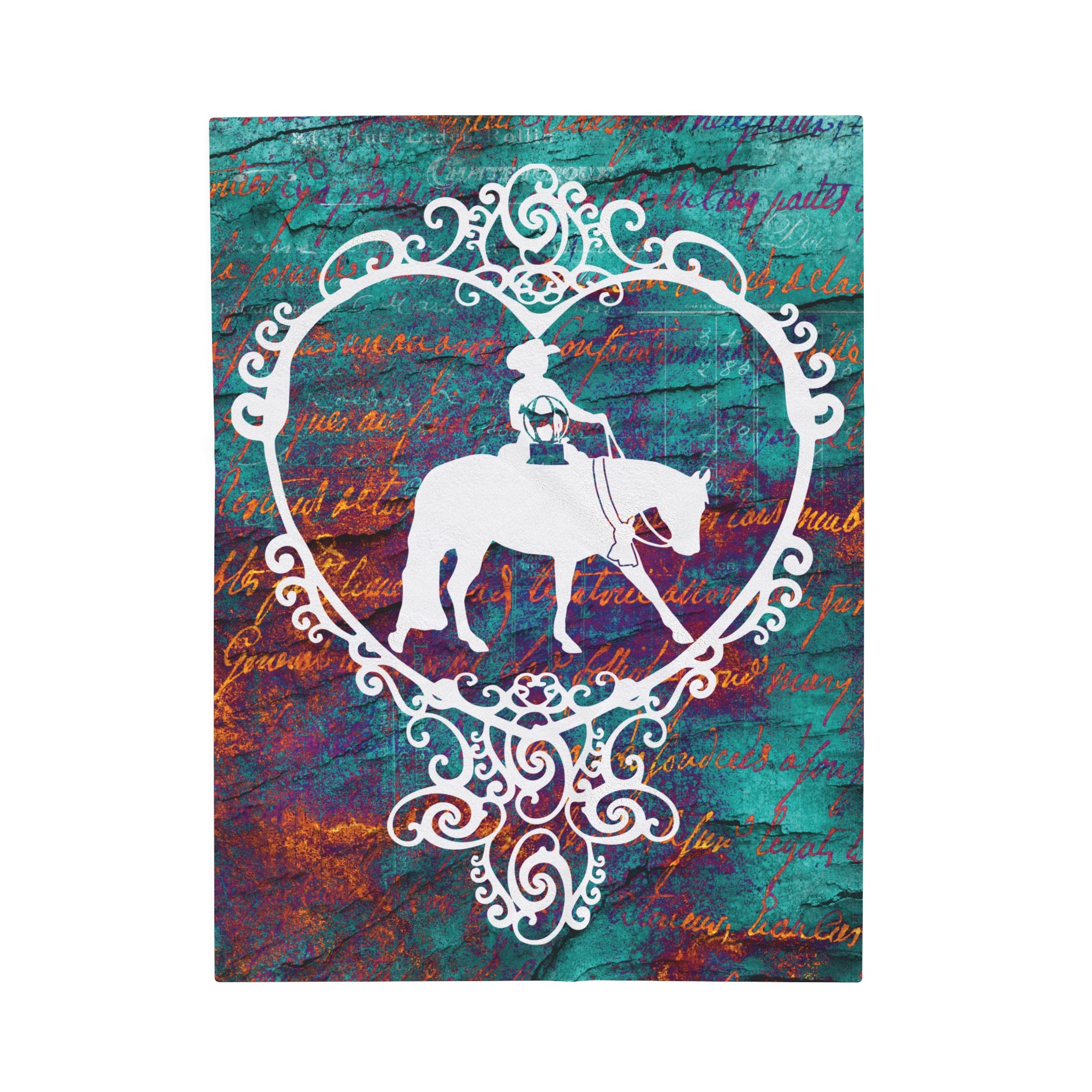 World Champion Horse Plush Blanket, Turquoise Western Horse Throw, Horse Show Blanket, Horse Trainer Gift, Western Pleasure Gift