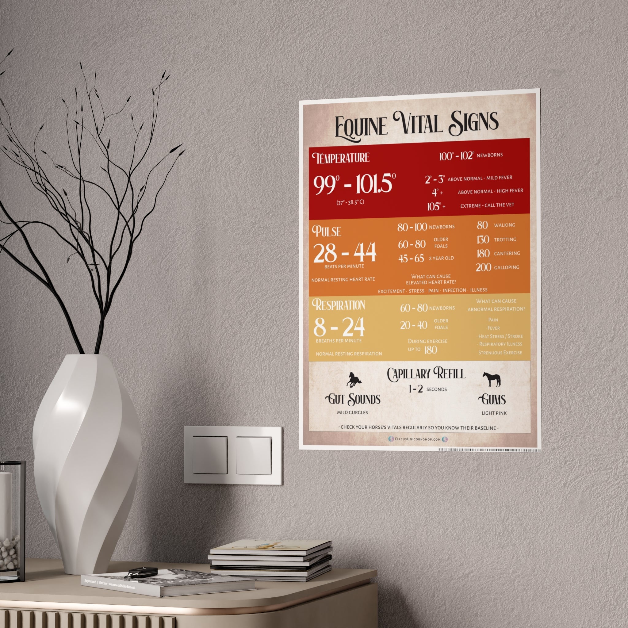 Equine Vital Signs Poster (TPR)