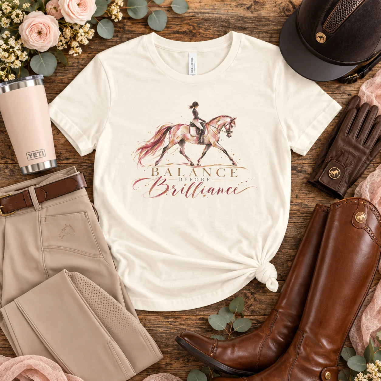 Balance Before Brilliance Shirt | Dressage Horse Graphic Tee
