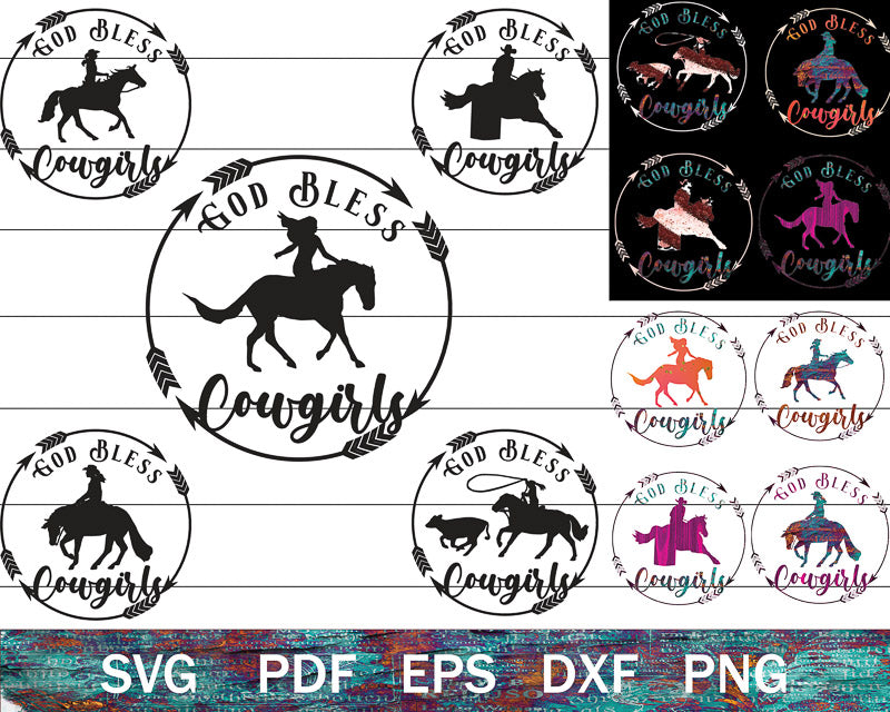 God Bless Cowgirls SVG Bundle (Badges)