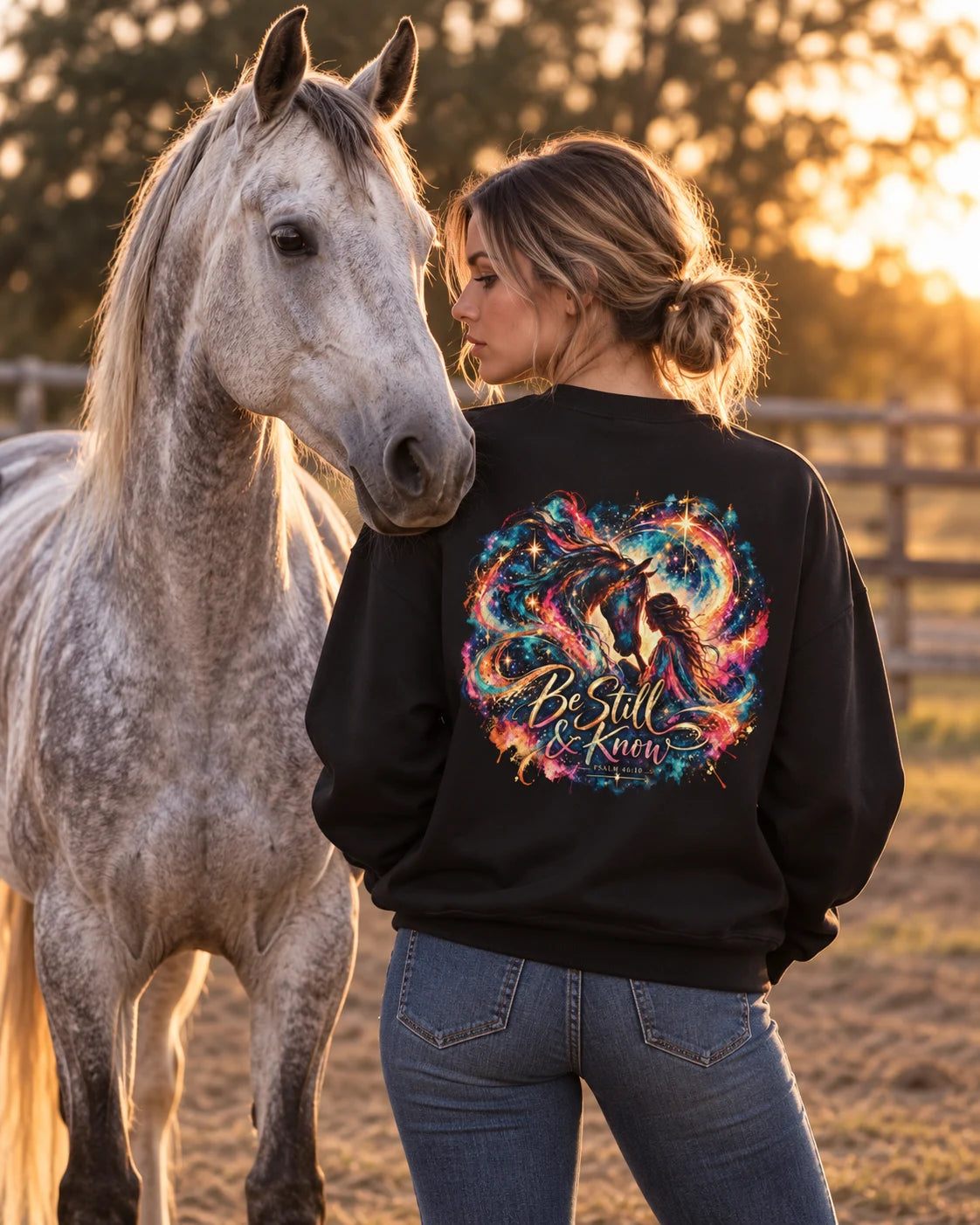 Be Still & Know | Scripture Horse Crewneck Sweatshirt