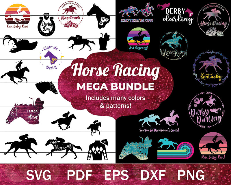 Mega Horse Racing SVG Bundle | Kentucky Derby Graphics