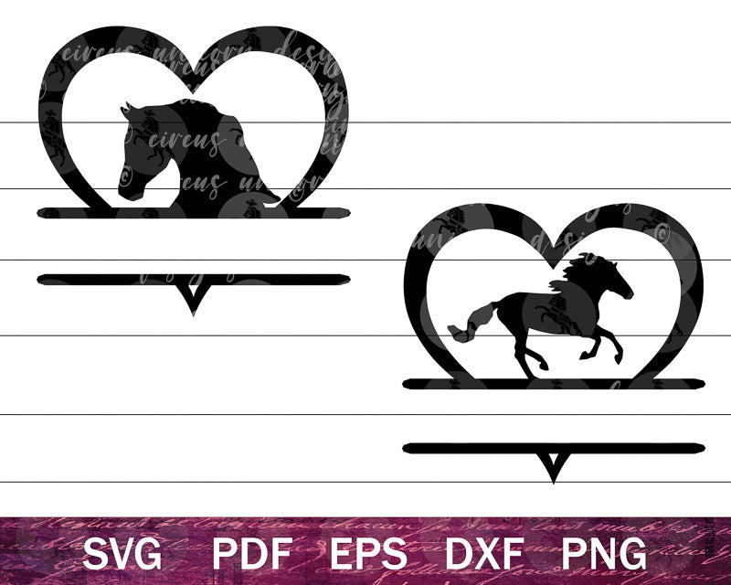 Heart Horse Name Plate SVG Bundle