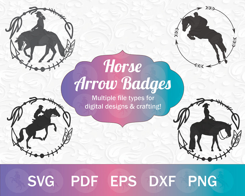 Horse and Rider SVG PNG (Badges 4 Pack)