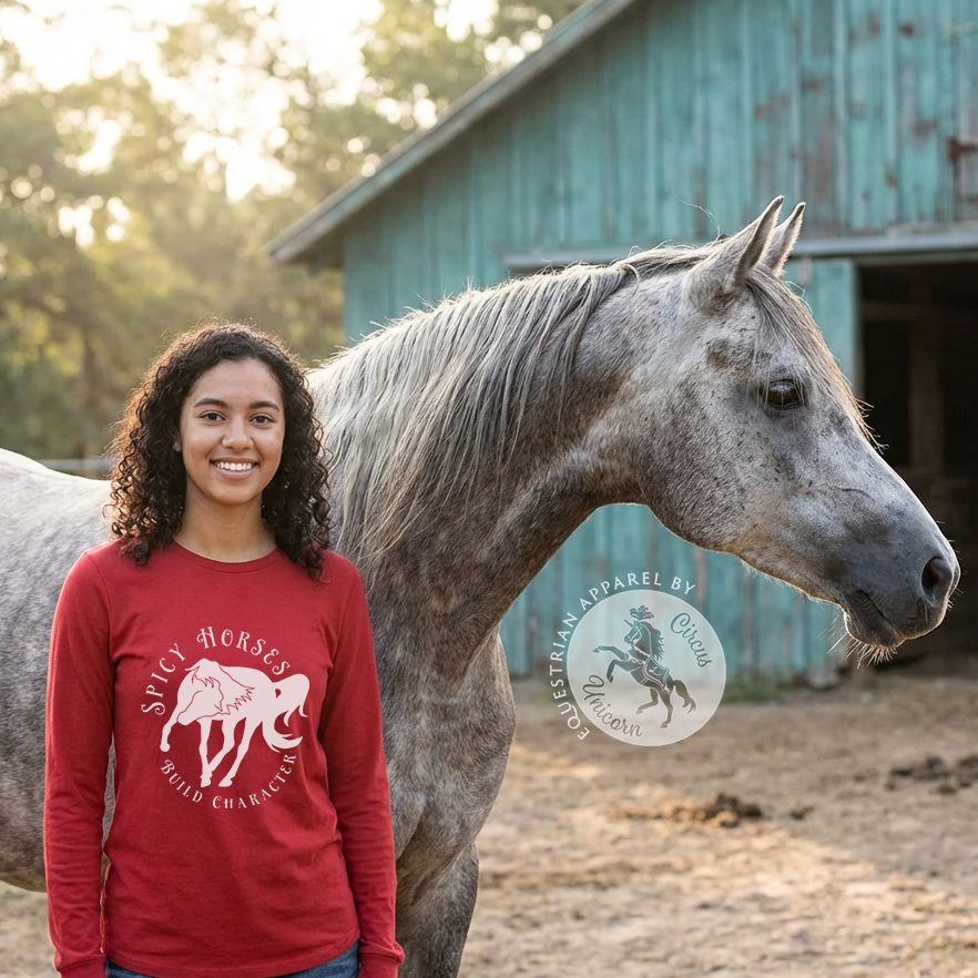 Spicy Horses Build Character Long Sleeve Tee
