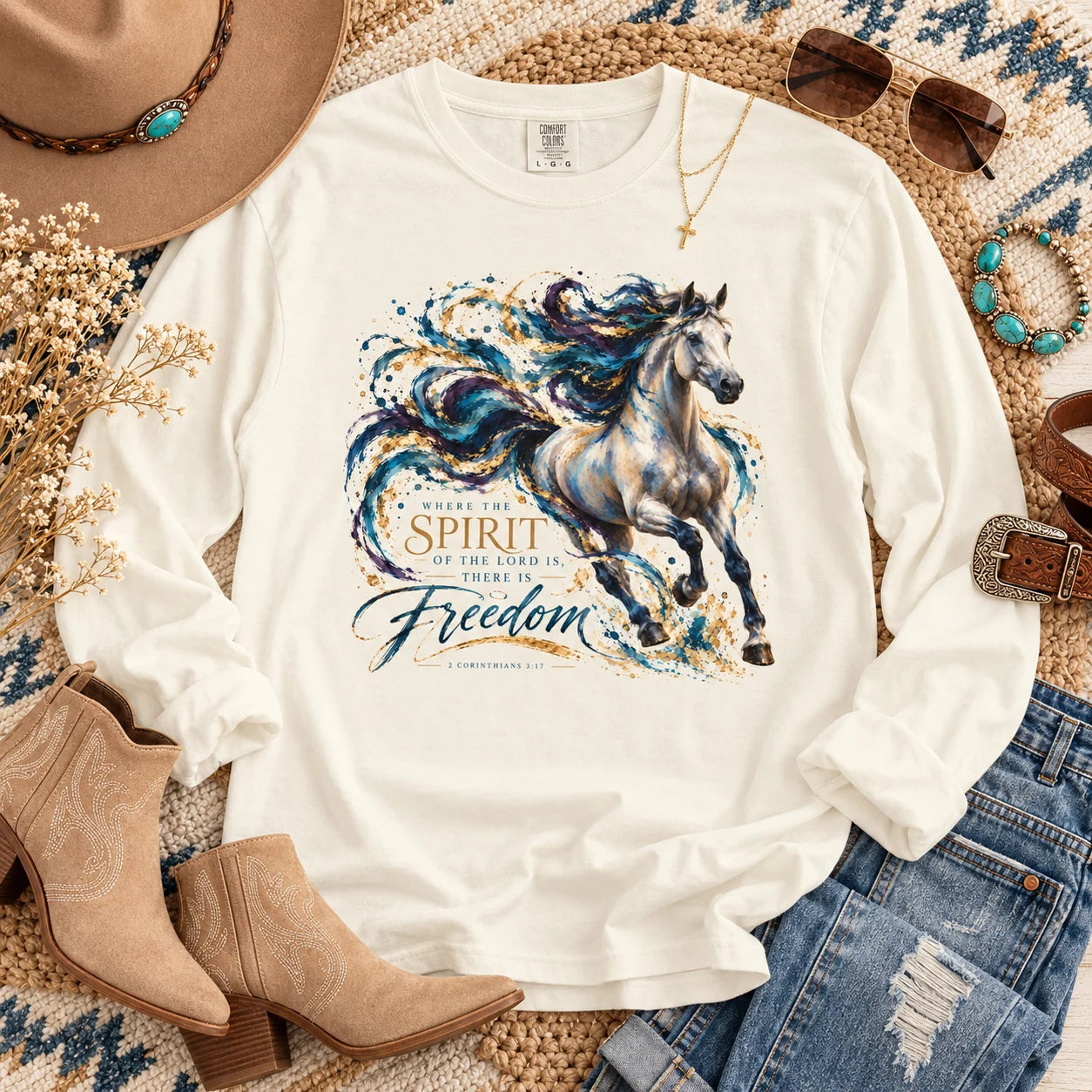 Where the Spirit of the Lord Is Long Sleeve Shirt | Christian Horse Tee
