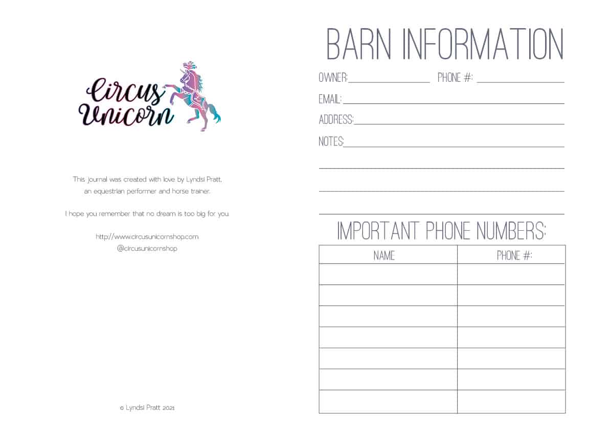 The Barn Manager's Log Book - PDF