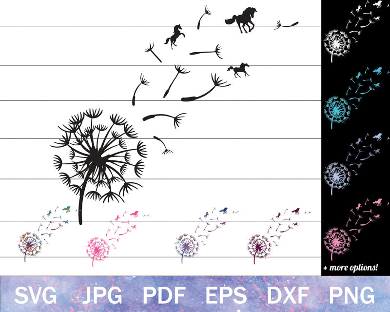 Dandelion Horse SVG & PNG Bundle