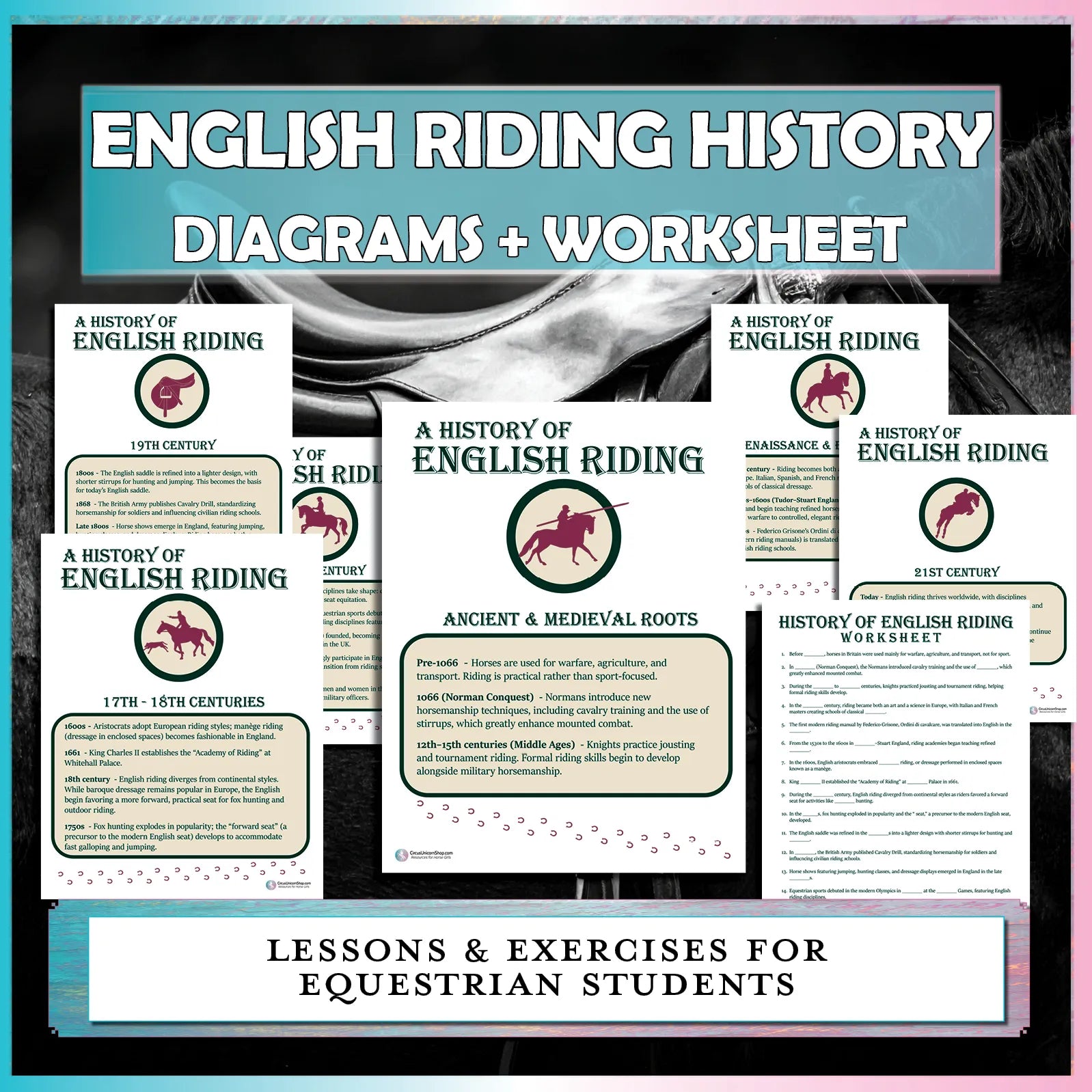 English Riding History Diagram & Worksheet Bundle