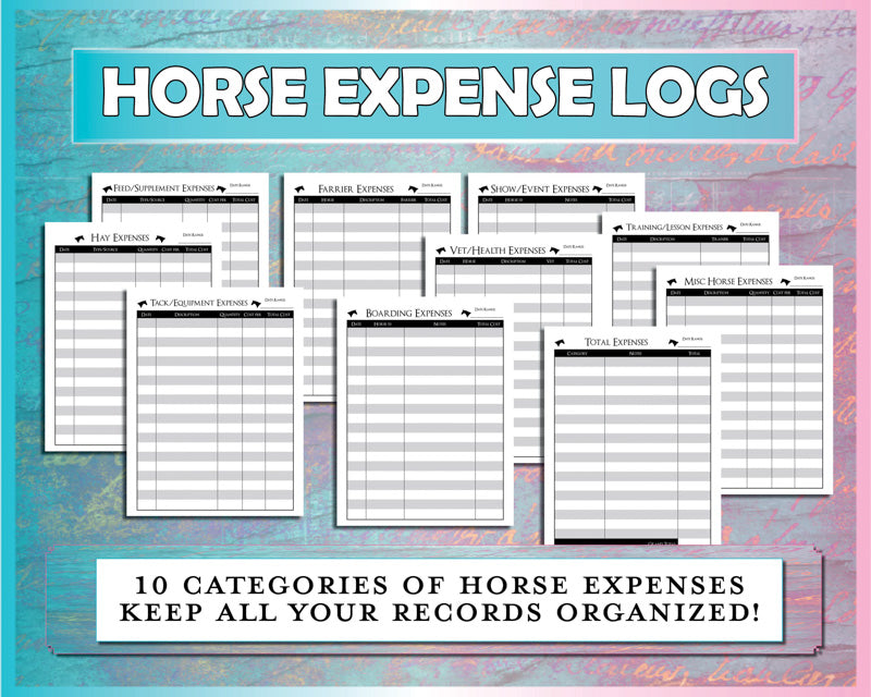 Horse Expense Logs Printable Bundle