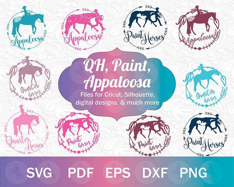 Quarter Horse, Paint Horse, & Appaloosa SVG Bundle (Badges)