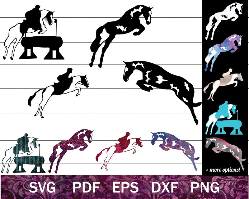 Jumping Paint Horse SVG PNG Bundle