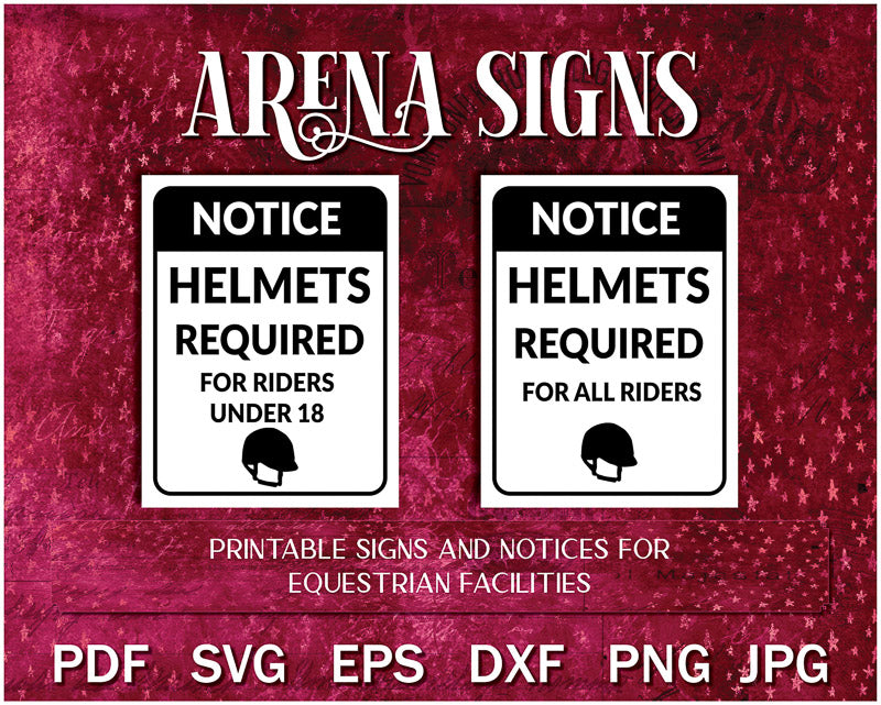 Equestrian Arena Signs Printable Bundle Vol. II (Helmets Required)