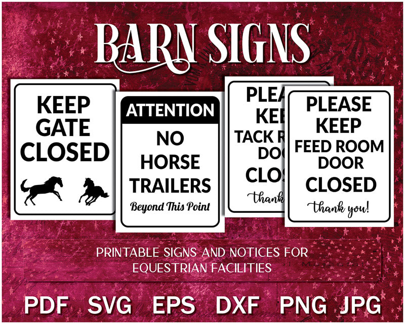 Horse Barn Signs Printable Bundle Vol. I