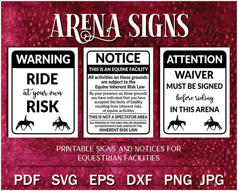 Equestrian Arena Signs Printable Bundle Vol. I