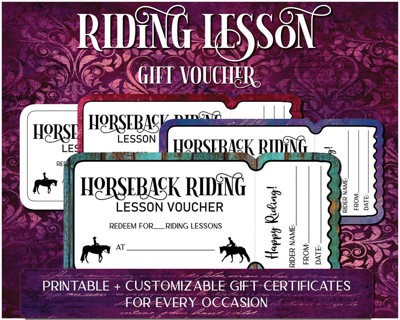 Horseback Riding Lesson Gift Certificate Printable Bundle