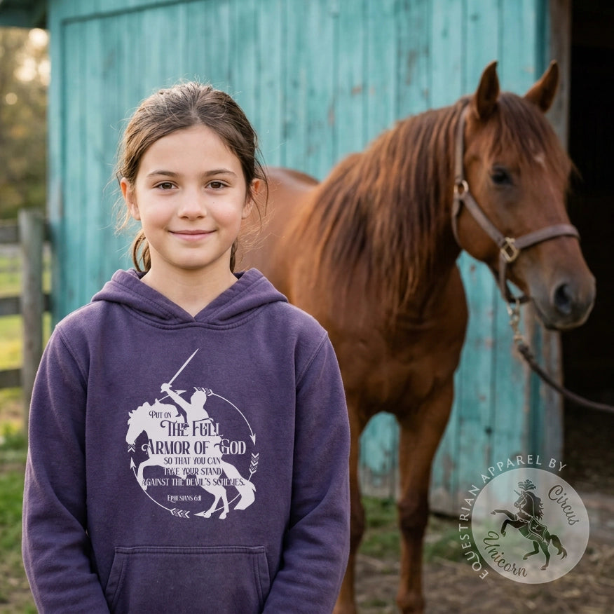 Full Armor of God Kids Horse Hoodie