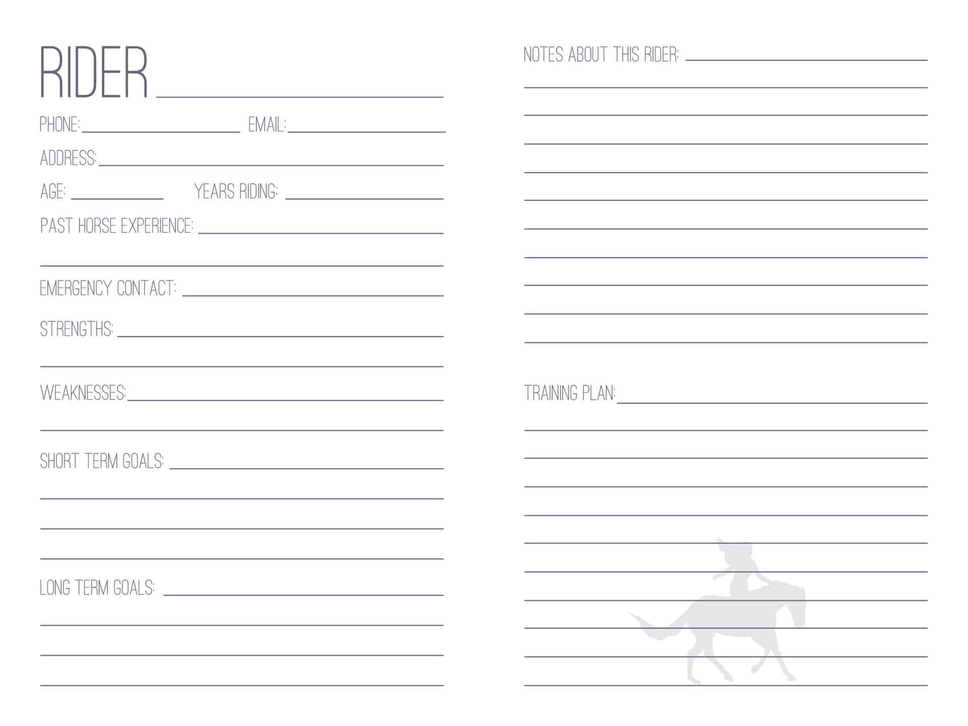 The Horse Trainer's Log Book - PDF