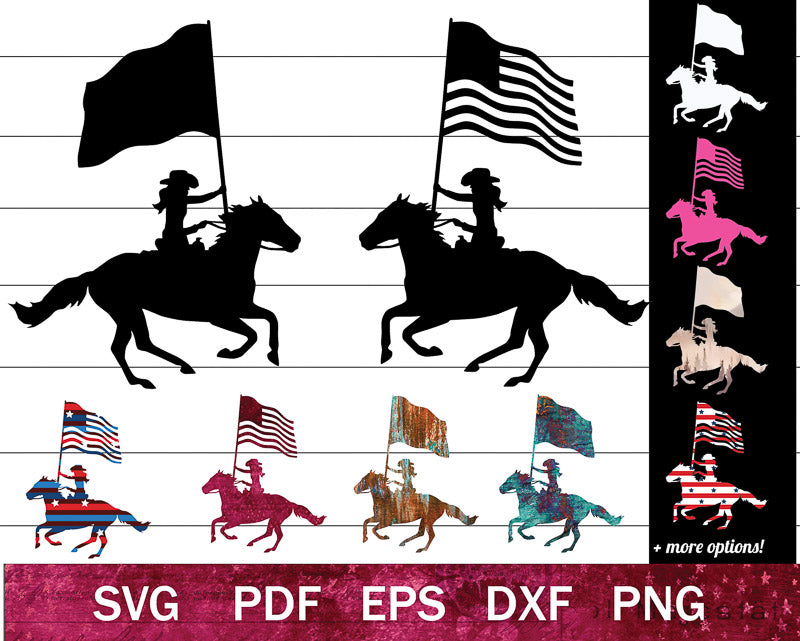 The Cowgirl with Flag SVG Bundle