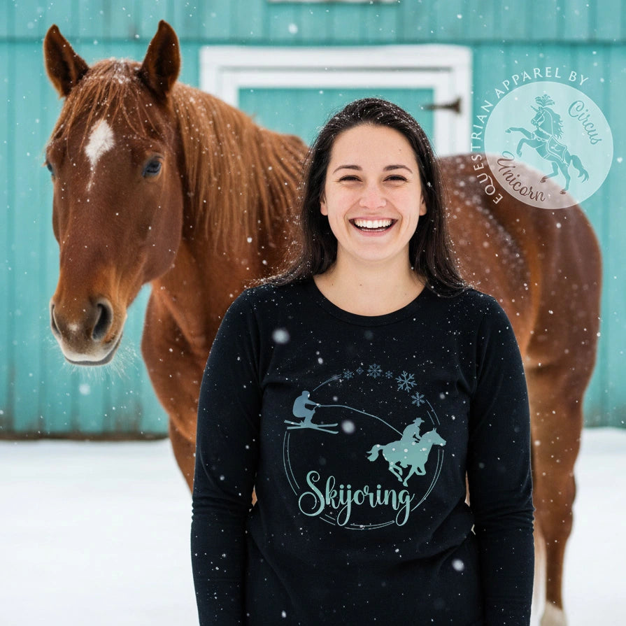 Skijoring Horse and Skier Long Sleeve Tee