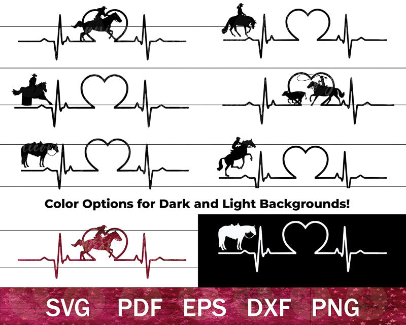 Western Horse Heartbeat SVG Bundle