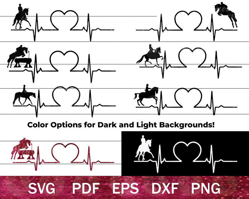 English Horse Heartbeat SVG Bundle
