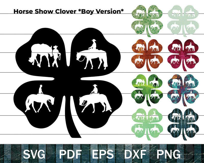 4-H Clover Horse and Cowboy SVG